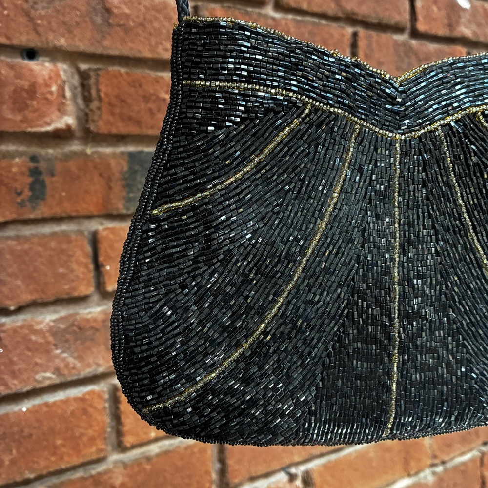 Henry Birks Vintage Beaded Evening Bag Black Hand-Beaded Purse Formal Cocktail - Picture 10 of 16